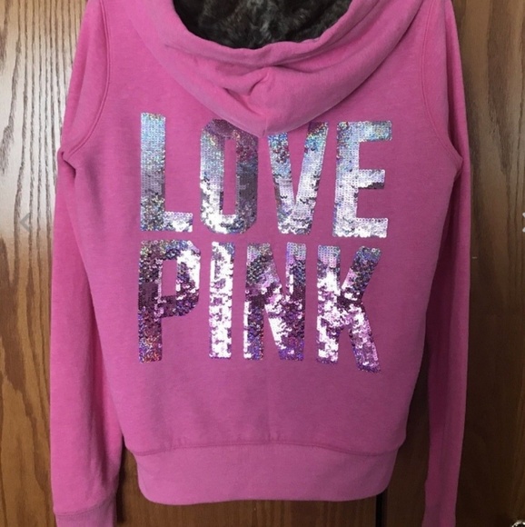 ISO Victoria's Secret PINK fur hoodie jacket bling